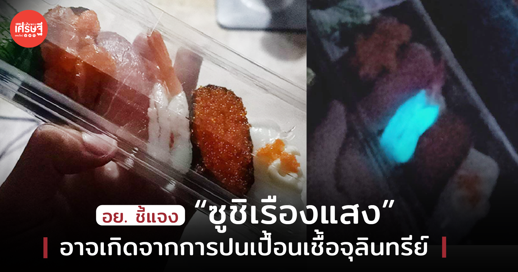 อย. ชี้แจง “ซูชิเรืองแสง” อาจเกิดจากการปนเปื้อนเชื้อจุลินทรีย์