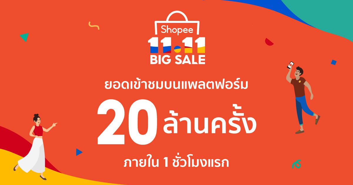 ช้อปปี้ ประกาศความสำเร็จแคมเปญ 11.11 ยอดเข้าชม 20 ล้านครั้งในหนึ่งชั่วโมง