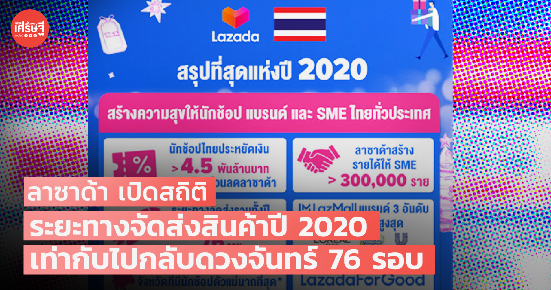 ลาซาด้า เปิดสถิติ ระยะทางจัดส่งสินค้าปี 2020 เท่าไปกลับดวงจันทร์ 76 รอบ