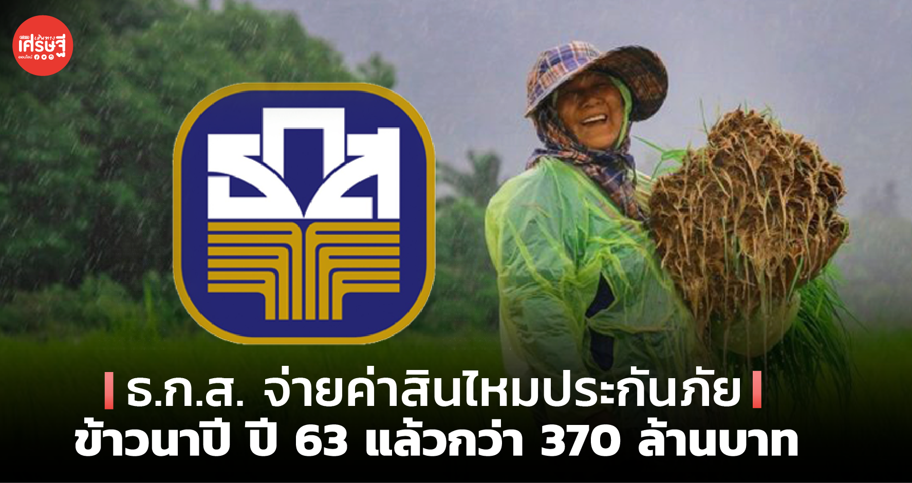 ธ.ก.ส. จ่ายค่าสินไหมประกันภัยข้าวนาปี ปี 63 แล้วกว่า 370 ล้านบาท