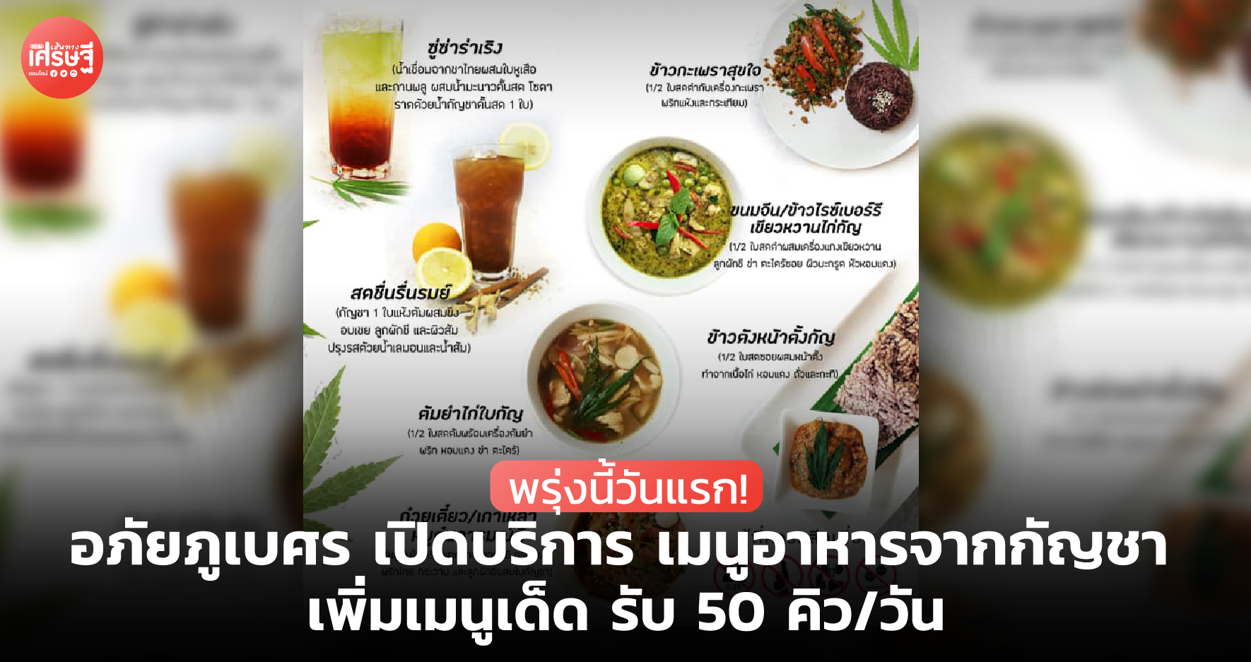 พรุ่งนี้วันแรก! อภัยภูเบศร เปิดบริการ เมนูอาหารจากกัญชา อีกครั้ง เพิ่มเมนูเด็ด รับ 50 คิว/วัน