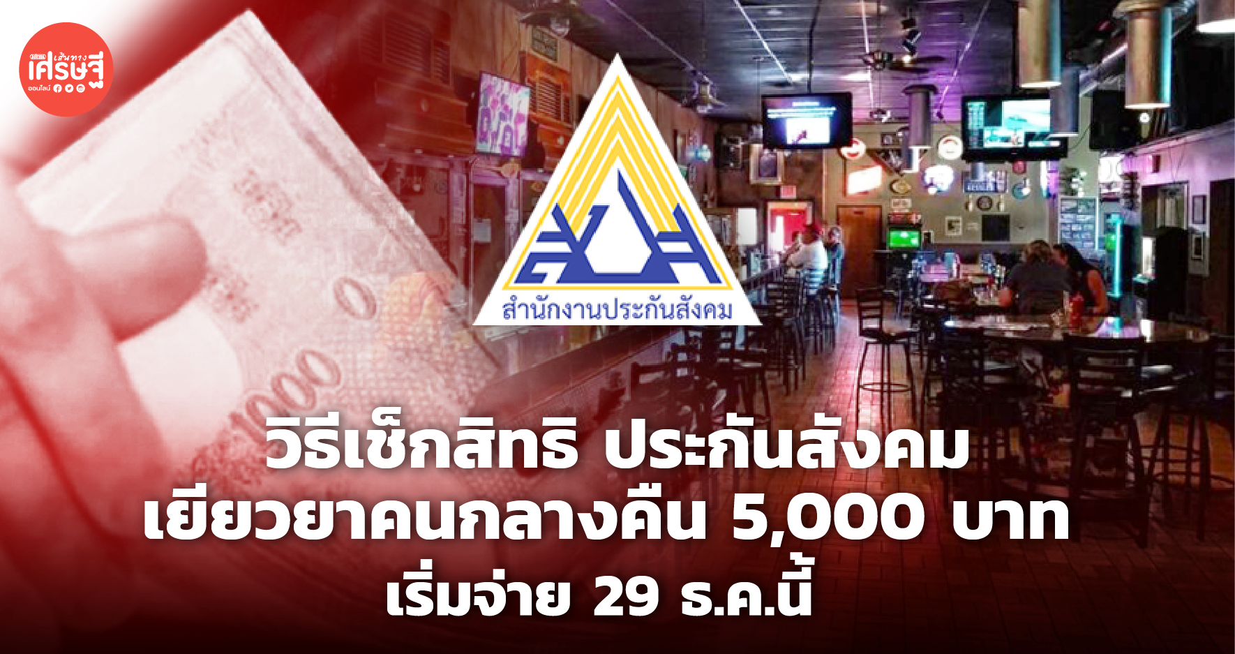 วิธีเช็กสิทธิ ประกันสังคม เยียวยาคนกลางคืน 5,000 บาท เริ่มจ่าย 29 ธ.ค.นี้