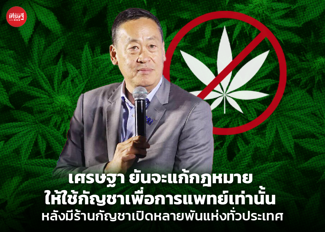 เศรษฐา ยันจะแก้กฎหมาย ให้ใช้กัญชาเพื่อการแพทย์เท่านั้น
