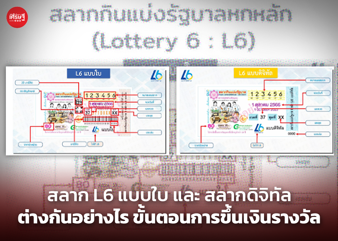 สลากกินแบ่ง L6 แบบใบ และ สลากดิจิทัล ต่างกันอย่างไร รวมถึงขั้นตอนการขึ้นเงินรางวัล