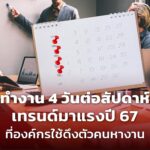 ทำงาน 4 วันต่อสัปดาห์ เทรนด์มาแรงปี 67 ที่องค์กรใช้ดึงตัวคนหางาน