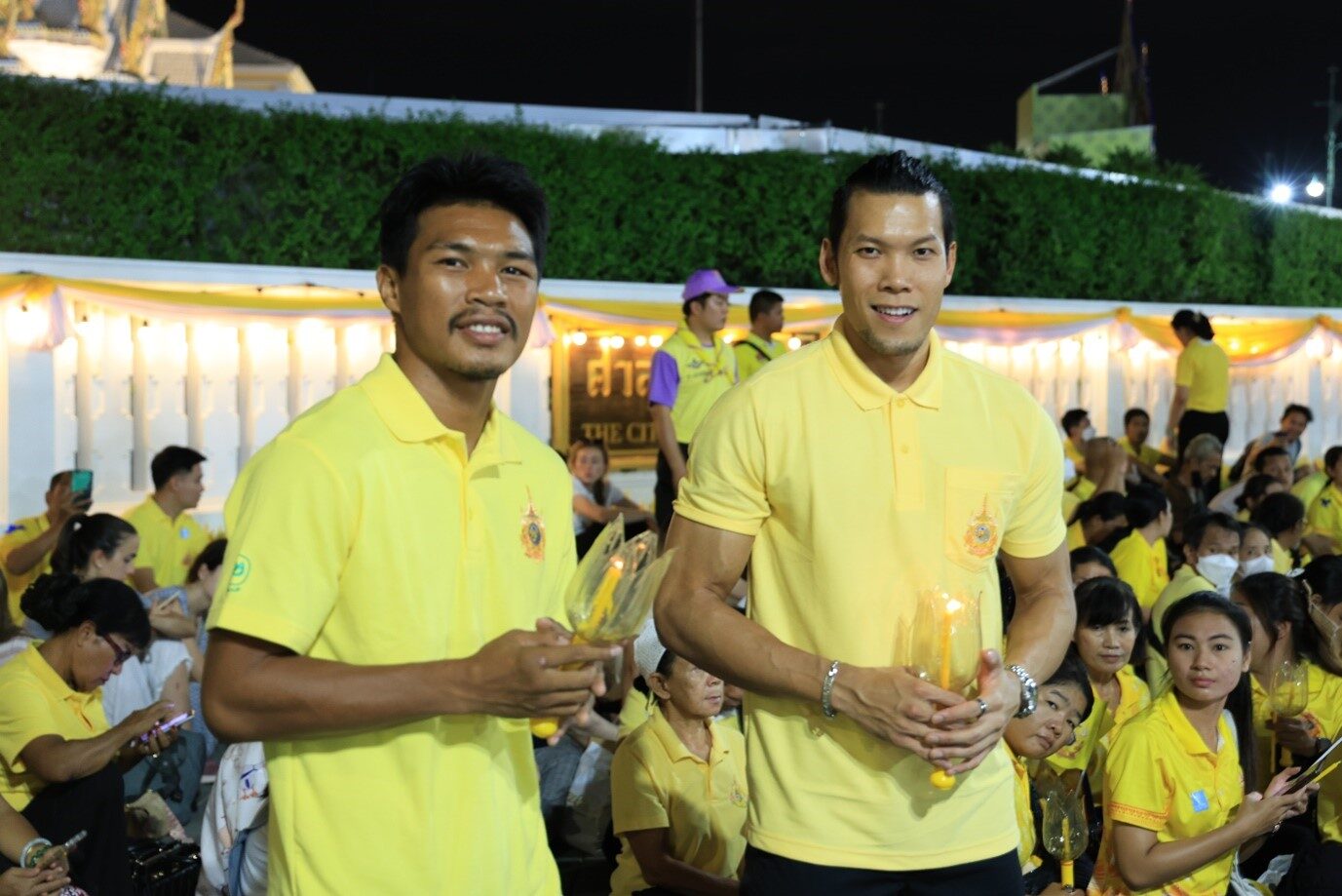กวินทร์ และ วันเฉลิม ตัวแทนนักกีฬาไทยร่วมจุดเทียนชัยถวายพระพร