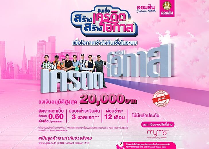 กู้ได้ ไม่ต้องมีหลักประกัน! ออมสิน ปล่อยกู้ 'สินเชื่อสร้างเครดิต-สร้างโอกาส' สูงสุดไม่เกินรายละ 20,000 บาท