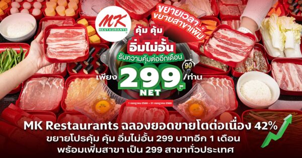 MK Restaurants ฉลองยอดขายโตต่อเนื่อง 42% ขยายโปรบุฟเฟต์