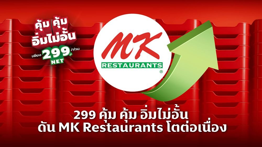 โปรเดียวเปลี่ยนเกม! บุฟเฟต์อิ่มไม่อั้น 299 บาท ดัน MK โตต่อเนื่อง ที่น่าสนใจคือ ลูกค้าเก่าที่หายไปกว่า 6 เดือน กลับมากินเพิ่ม 370% ขยายโปรยาวถึงสิ้นเดือน ส.ค.นี้