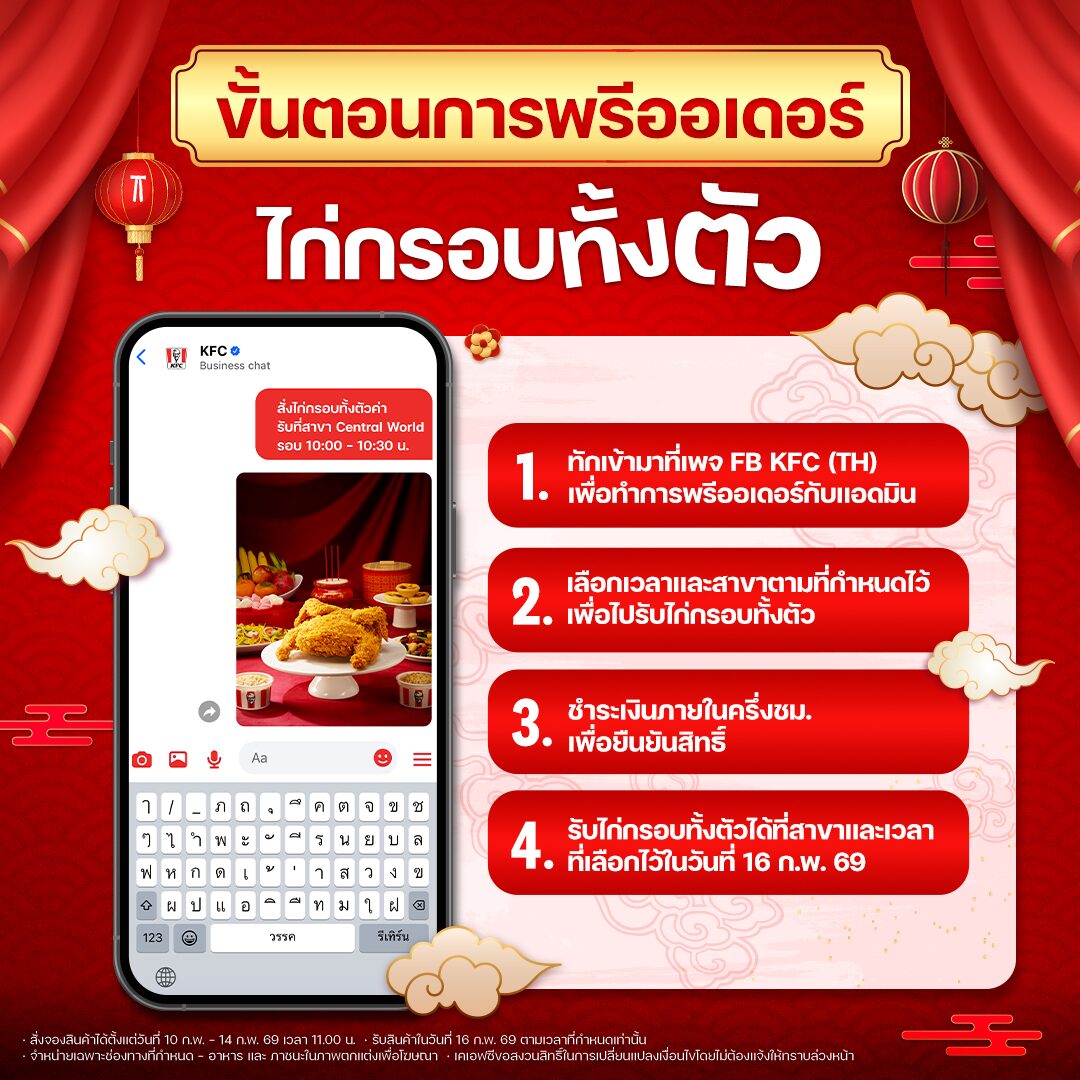 ขั้นตอนไก่กรอบการพรีออร์เดอร์ไก่กรอบทั้งตัว