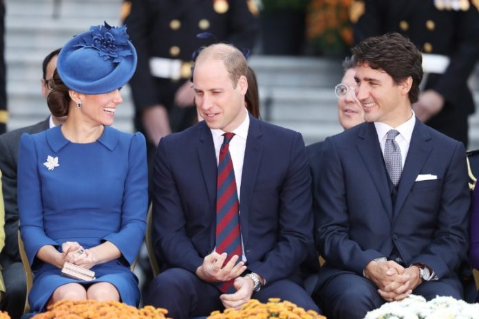 VICTORIA, BC - SEPTEMBER 24: Catherine, Duchess of Cambridge, Prince William, Duke of Cambridge and Canadian Prime Minister Justin Trudeau attend the Official Welcome Ceremony for the Royal Tour at the British Columbia Legislature on September 24, 2016 in Victoria, Canada. Prince William, Duke of Cambridge, Catherine, Duchess of Cambridge, Prince George and Princess Charlotte are visiting Canada as part of an eight day visit to the country taking in areas such as Bella Bella, Whitehorse and Kelowna. Chris Jackson/Getty Images/AFP