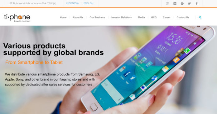 เว็บไซต์บริษัท PT Tiphone Mobile Indonesia Tbk ของอินโดนีเซีย