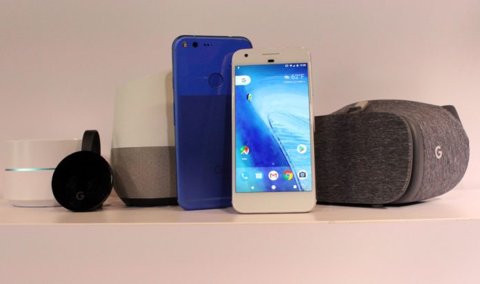 Google pushes deep into hardware with new Wifi, Chromecast, Home, and Pixel smartphone devices at a press event in San Francisco, California on October 4, 2016 / AFP PHOTO / Glenn CHAPMAN