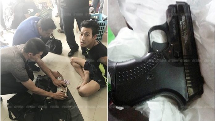 นาทีตำรวจบุกจับคนร้ายพร้อมอาวุธปืนที่ใช้ก่อเหตุ