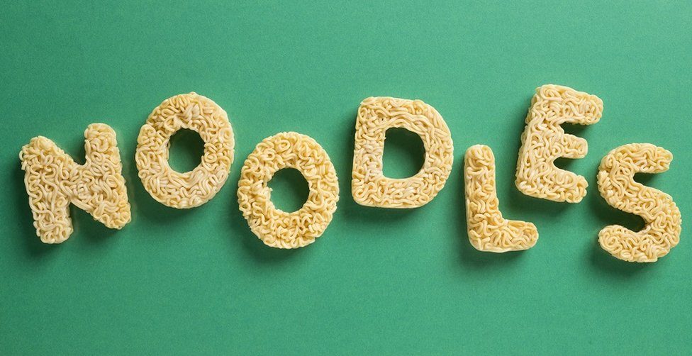 Noodle word writen with noodle letters