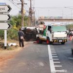 กระบะพลิกคว่ำหลายตลบ สาวท้อง-3ชีวิต เจ็บเล็กน้อย ชาวบ้านเชื่อลูกช่วยชีวิต