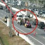 จุดจบเก๋งสวนเลน ป่วนมอเตอร์เวย์ ซิ่งชนเละ-คนขับถือมีด ตร.ชาร์จจับ (คลิป)