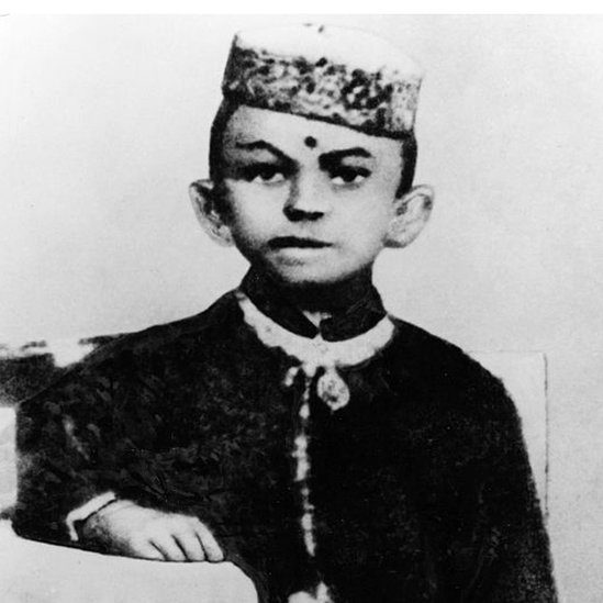 Gandhi as a seven-year-old boy in Porbandar, India