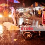 สุดยื้อปั๊มไม่ขึ้น! หนุ่มบิดสุดมือหนีสายฝน ล้มไถลร่างพุ่งเสยมุดใต้ท้องกระบะดับคาที่(คลิป)