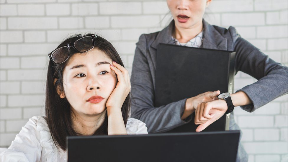 A productive person tells off a lazy person