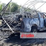 ยังไม่ทันได้จุด! ปิกอัพขนพลุตะไลเข้าวัดเตรียมจุด จู่ๆระเบิดตูมสนั่นเผาวอดทั้งคัน(คลิป)