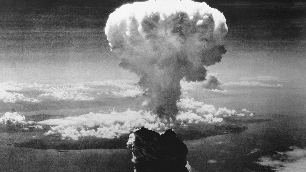 Aerial photo of Nagasaki bombing