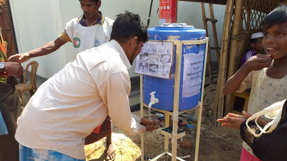 Hand washing facility set up by the UNHCR