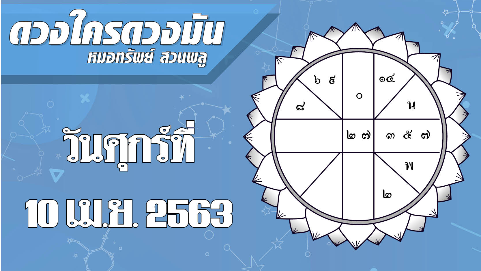ดวงประจำวันศุกร์ที่ 10 เมษายน 2563