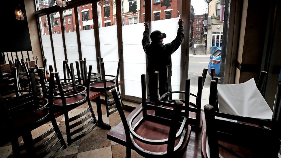 A restaurant closes its doors