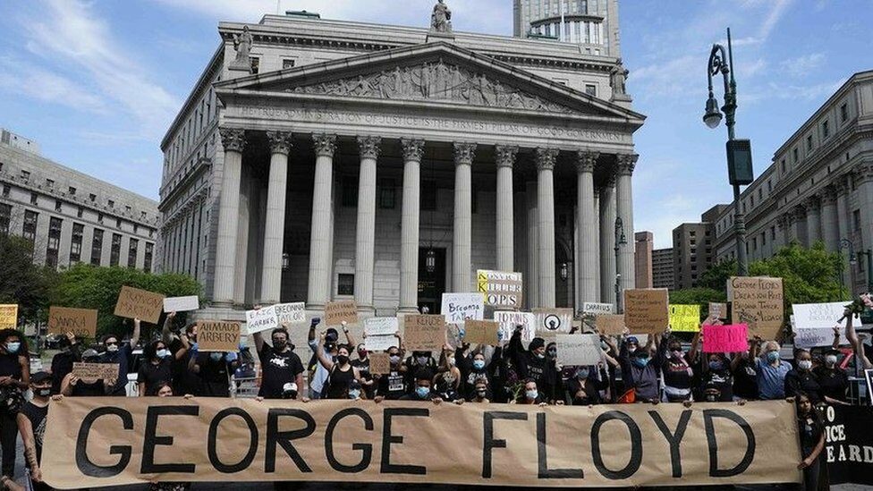 A protest against the death of George Floyd in the US