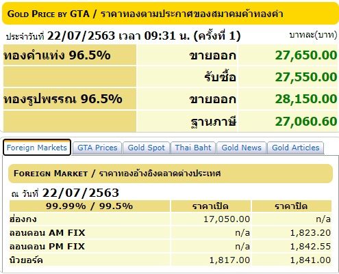 ราคาทอง