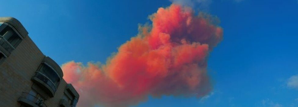 Smoke is seen after an explosion in Beirut, Lebanon August 4, 2020