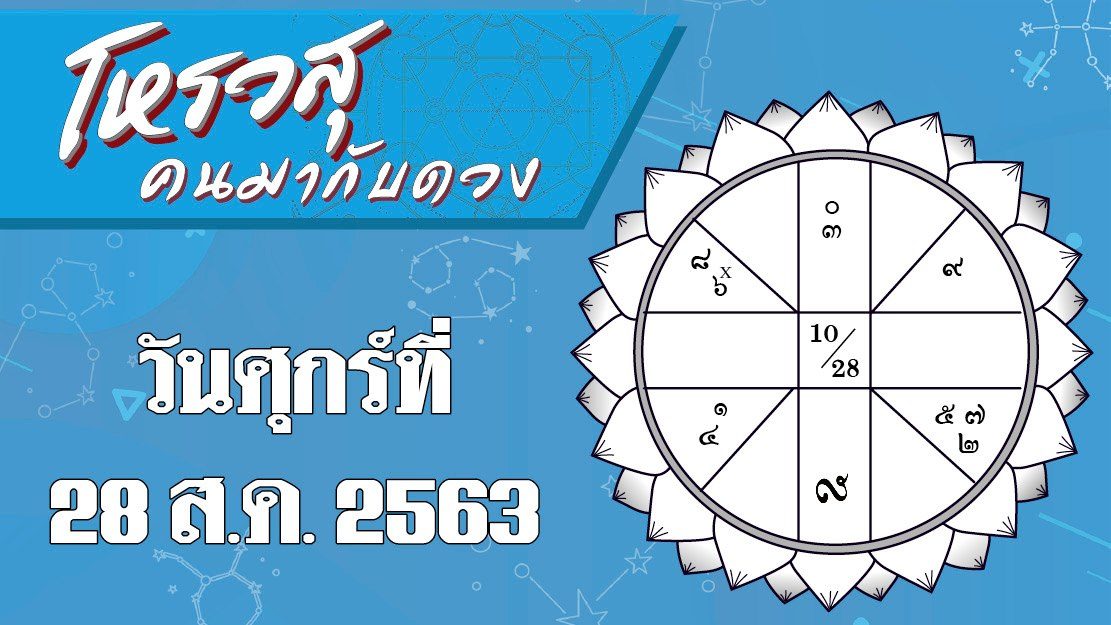 โหรวสุ คนมากับดวง - ดวงประจำวันศุกร์ที่ 28 สิงหาคม 2563 ราศีใดการงานราบรื่นไม่มีอุปสรรค ราศีใดมีผู้ใหญ่เข้ามาอุปถัมภ์-หนุนหลัง