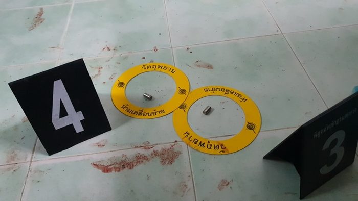 ปลอกกระสุนปืนขนาด 9มม.ที่ตกอยู่ในที่เกิดเหตุ