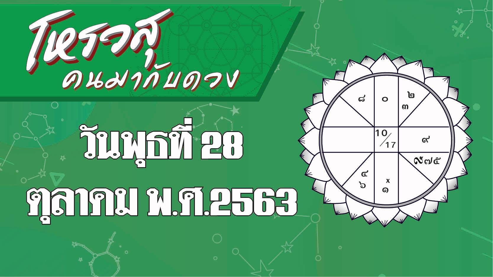 ดวงประจำวันพุธที่ 28 ตุลาคม 2563 ราศีระวังเรื่องอาหารการกิน ราศีใดจะมีปัญหากับลูกน้อง-บริวาร