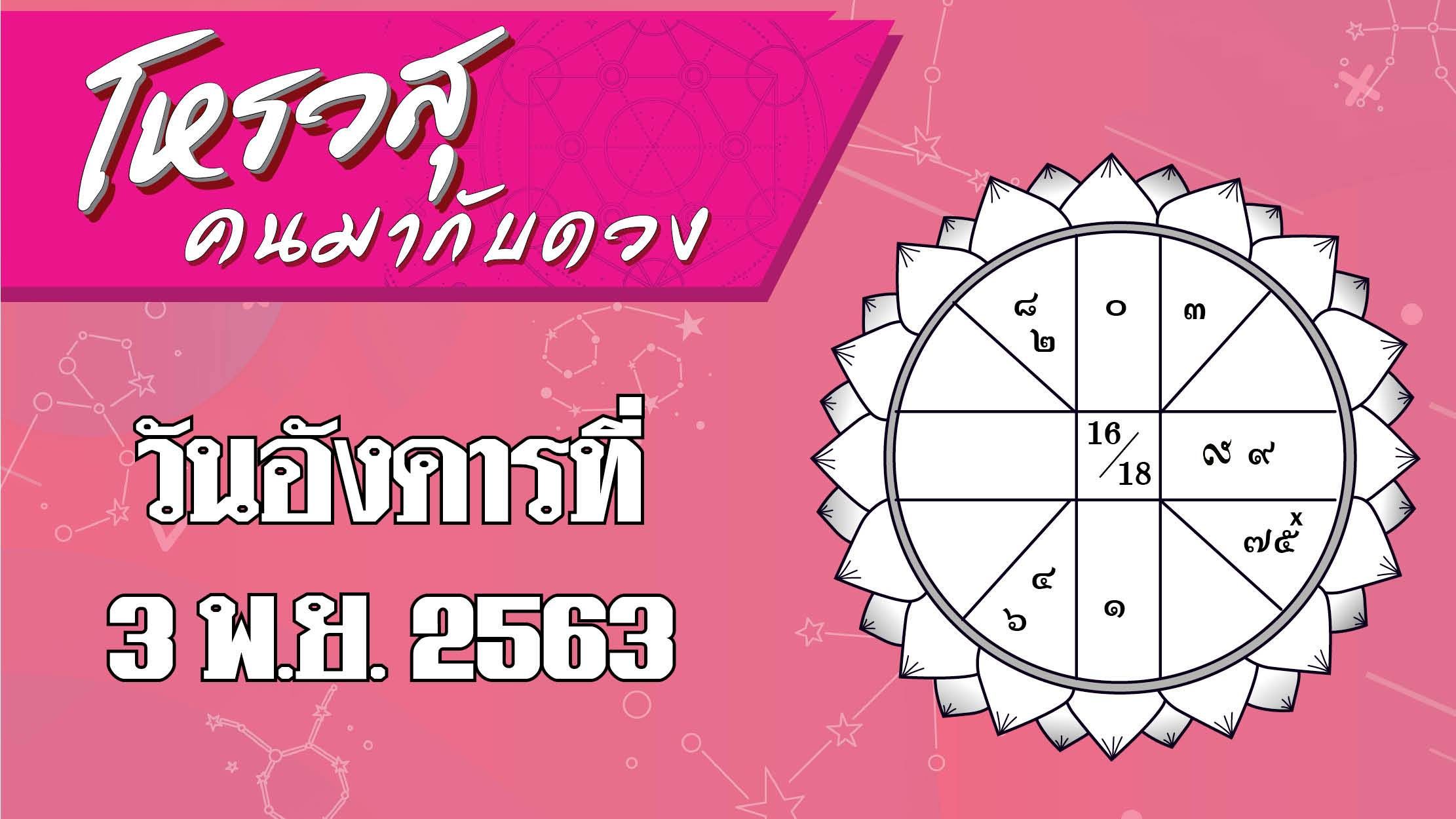 ดวงวันอังคารที่ 3 พฤศจิกายน 2563 ราศีใดจะมีโชคลาภในการทำงาน ราศีใดการทำงานจะต้องอยู่เบื้องหลัง