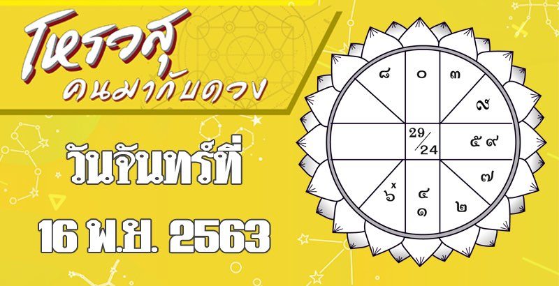 โหรวสุ คนมากับดวง วันจันทร์ที่ 16 พ.ย. 2563 ราศีใดลุ้นได้โบนัส