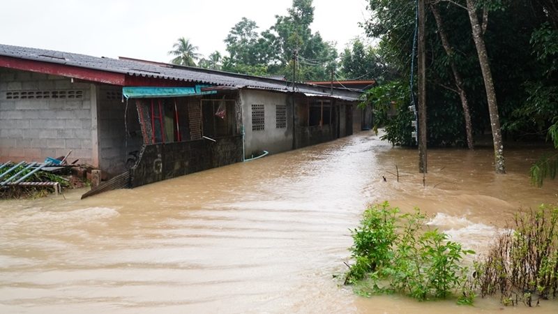 ฝนถล่ม พัทลุง ติดต่อกันหลายวัน น้ำป่าเขตรักษาพันธุ์สัตว์ป่าเขาบรรทัดพัทลุง ไหลหลากเข้าท่วมบ้านเรือนประชาชน