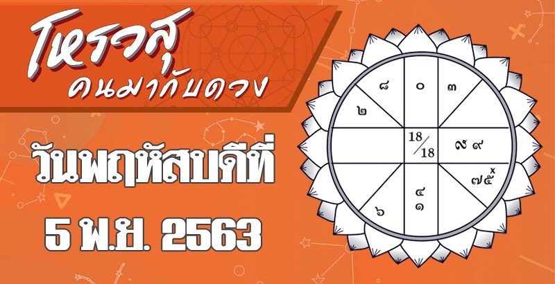 ดวงวันพฤหัสบดีที่ 5 พฤศจิกายน 2563 ราศีใดไม่ค่อยมีสมาธิในการทำงาน ราศีใดมีโชคเรื่องการกิน