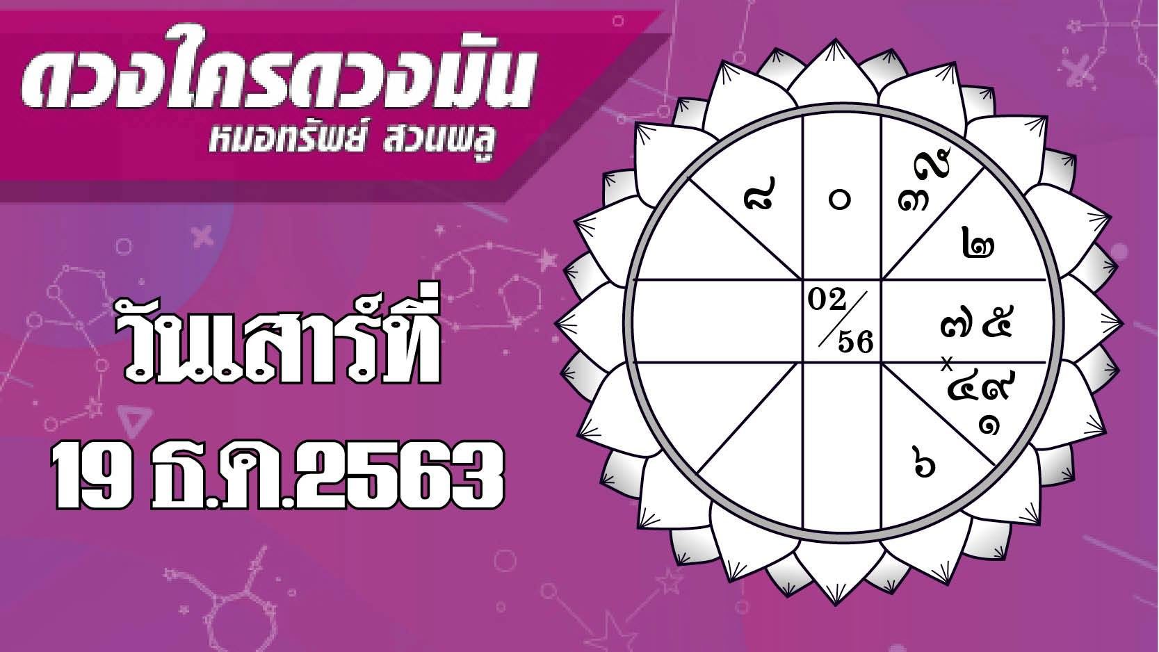 ดวงวันเสาร์ที่ 19 ธันวาคม 2563 ราศีใดจะมีโชคลาภ ราศีใดควรหลีกเลี่ยงการออกงานสังคม