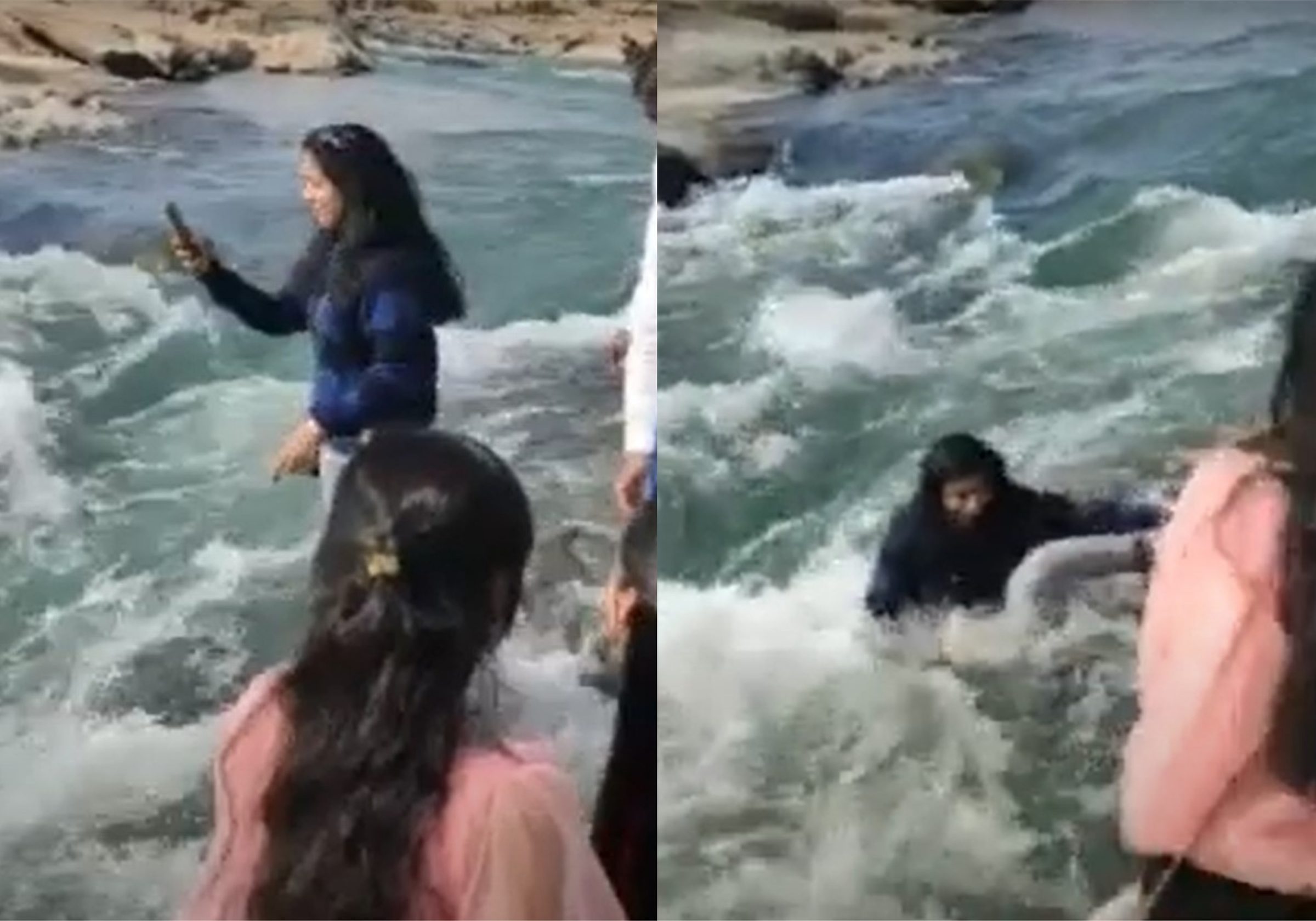 Утонувшие туристы. Селфи в водопаде. Девушка у водопада.