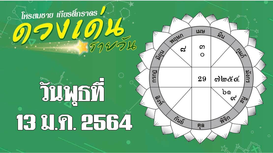 ดวงเด่นรายวัน พุธที่ 13 มกราคม 2564 ราศีใดทุกอย่างราบรื่นตามที่คิด ราศีใดการเงินไม่เป็นไปตามแผน