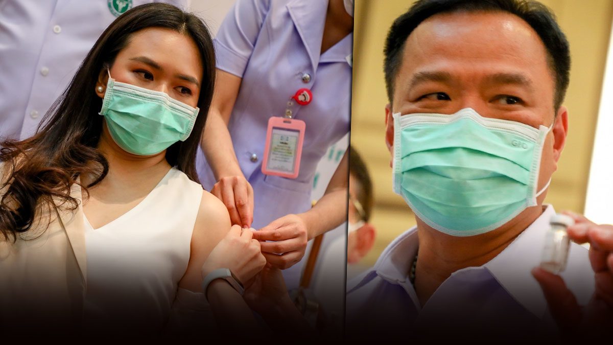 ‘อนุทิน’ให้กำลังใจ รองโฆษกรบ. ฉีดวัคซีนโควิด โชว์ขวดวัคซีนตัวอย่างชื่อ‘บิ๊กตู่’