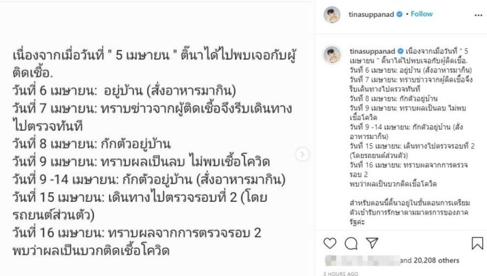 ติ๊นา ติดโควิด