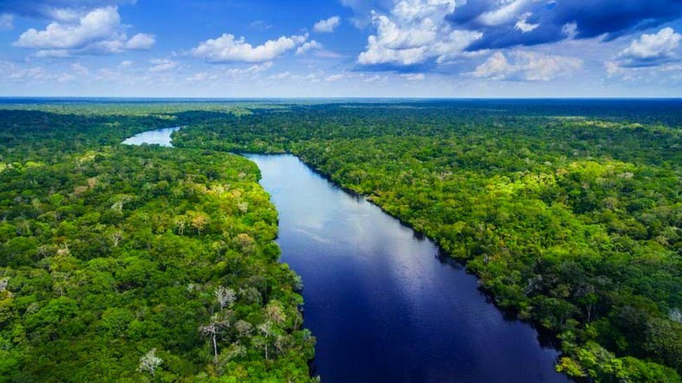 Aerial view of Amazon river in Brazil