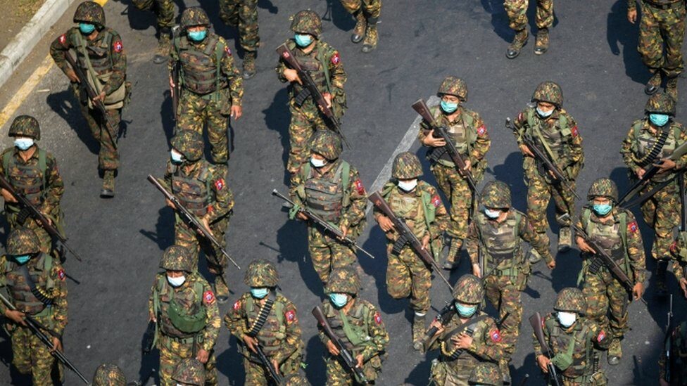 ทหารเมียนมา ภาพในเดือน ก.พ.