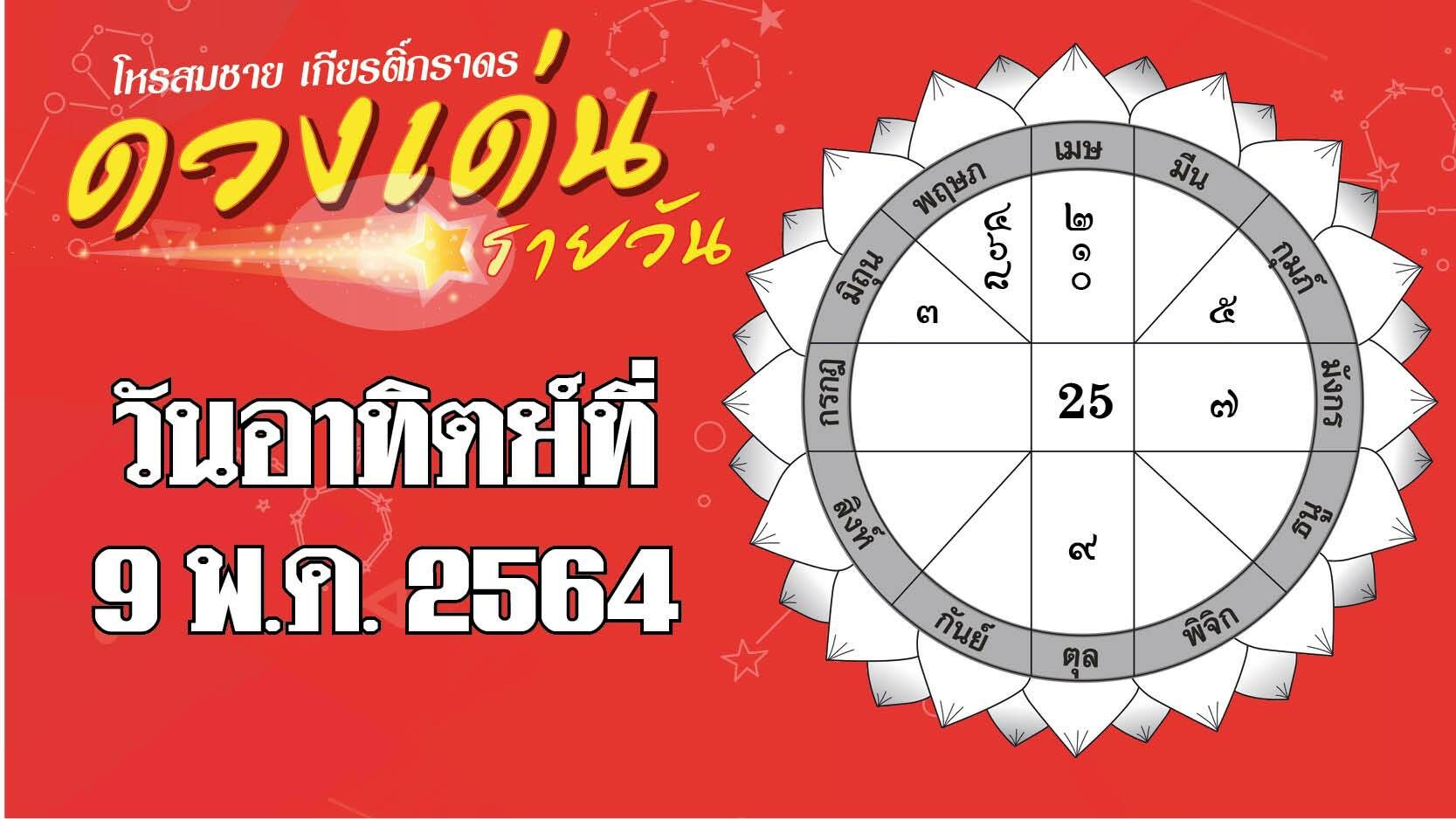 ดวงเด่นรายวัน ประจำวันอาทิตย์ที่ 9 พฤษภาคม พ.ศ.2564