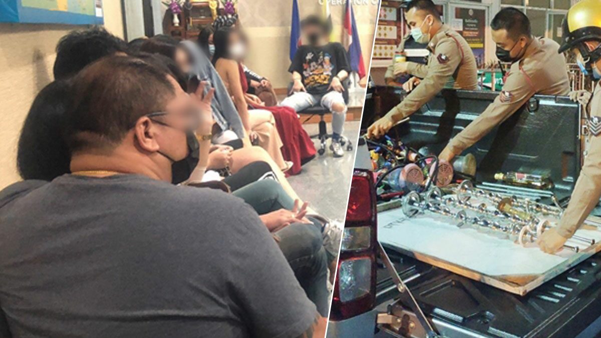 บุกจับนักเที่ยวไทย-เทศ 32 ชีวิต นั่งร้านซดเหล้า-สูบบารากู่ ไม่สนโควิด