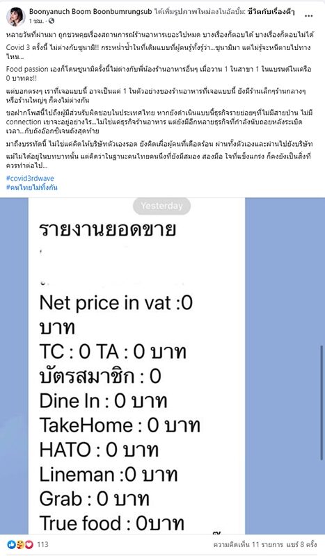 ร้านอาหารดัง เจอยอดขาย 0 บาท เผย โควิด รอบ 3 กระหน่ำซ้ำที่เดิม แต่ไม่รู้จะหนีตายไปทางไหน