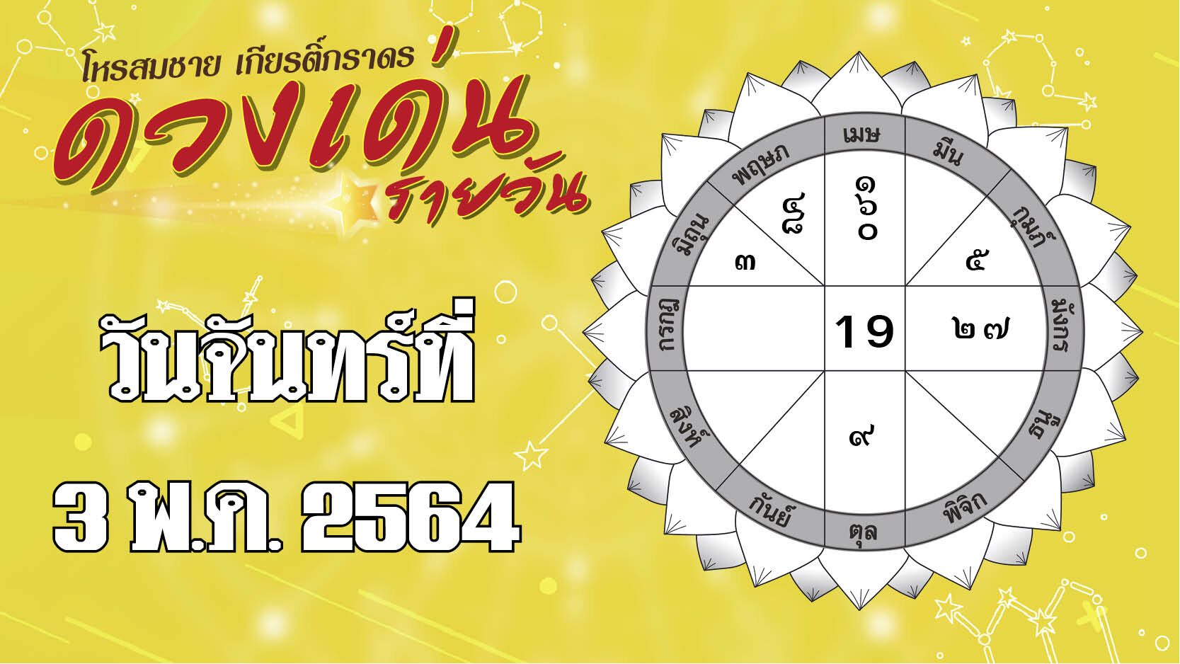 ดวงเด่นรายวัน ราศีใดได้ลาภจากเพื่อน ราศีใดต้องป้องกันโควิดให้ดี